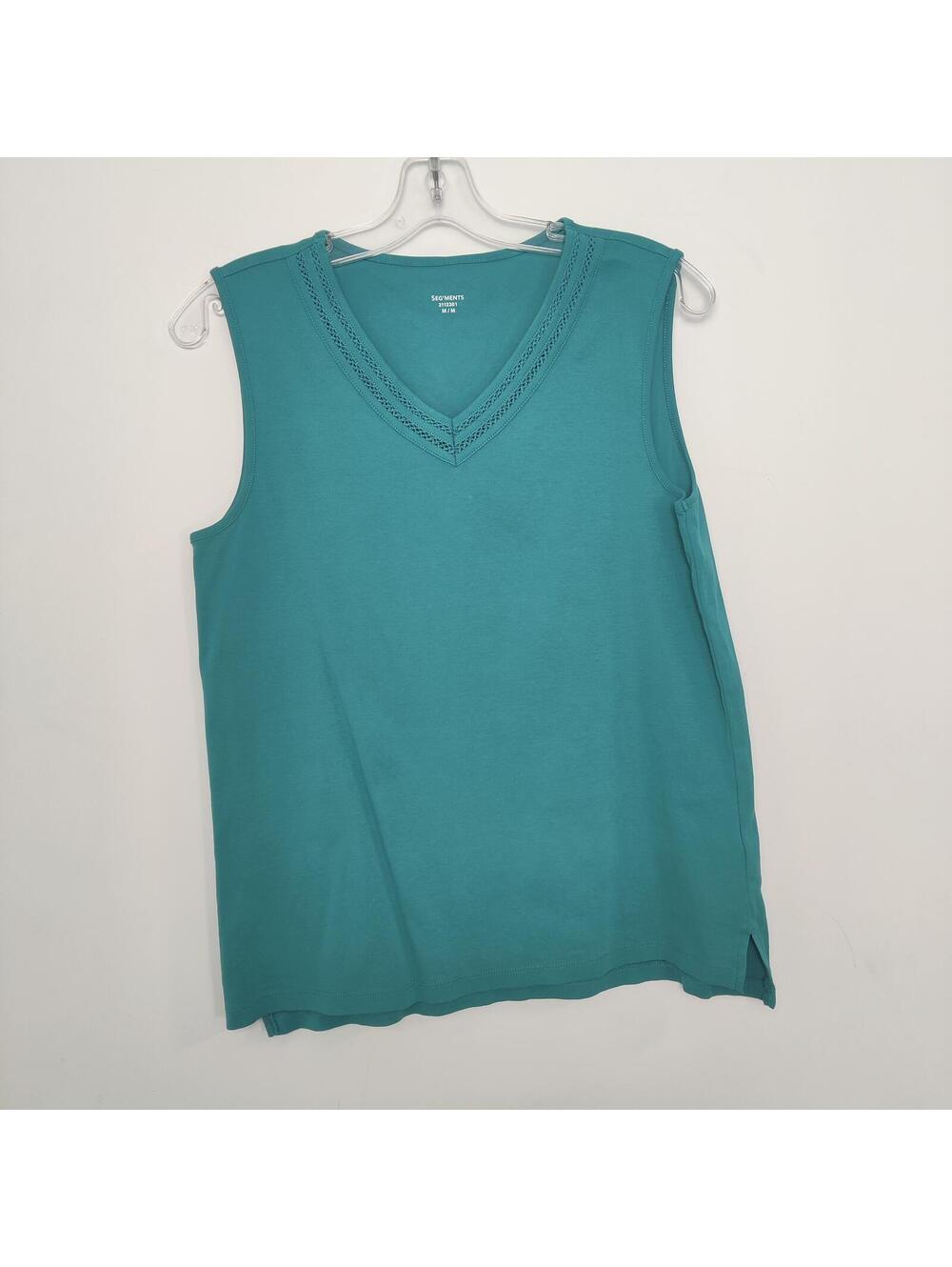 Segments Women’s Teal Sleeveless V-Neck Top Size Medium Minimalist